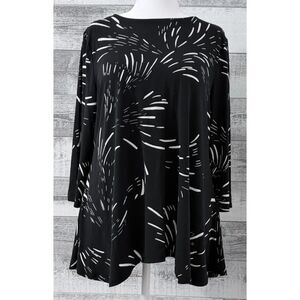 JM Collection 3/4-Sleeve Long Top, Lightweight Black Womens Sz Petite XL